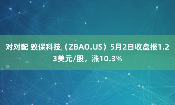 对对配 致保科技（ZBAO.US）5月2日收盘报1.23美元/股，涨10.3%